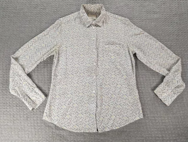 Band of Outsiders Blouse Women 2 White City Print Silk Boy. Made in Italy Button