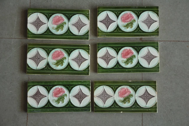 6 Pc Vintage Small Flower Art D.K Mark Fine Ceramic Tiles,Japan