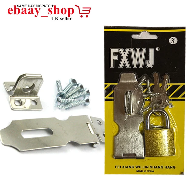 HASP AND STAPLE Safety Gate Door Shed Latch Lock Box Chest With Brass