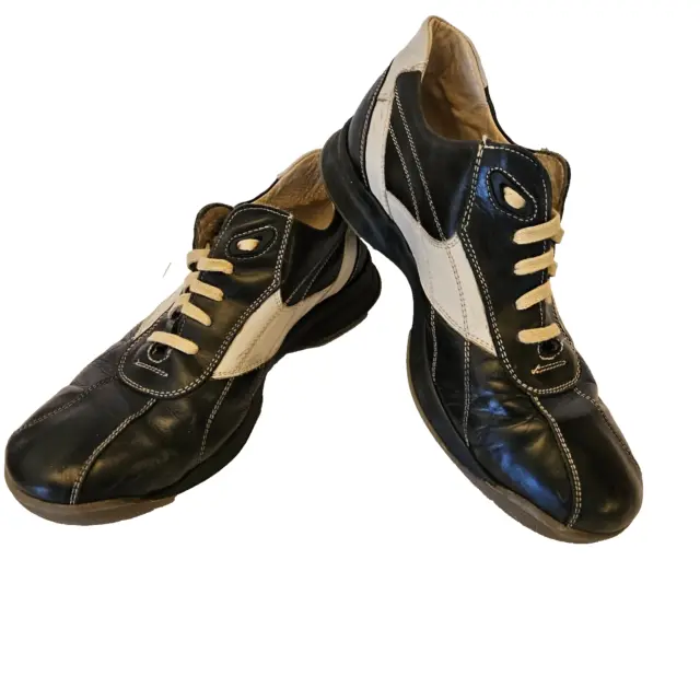 kenneth Cole reaction mens black and tan leather lace up sneakers