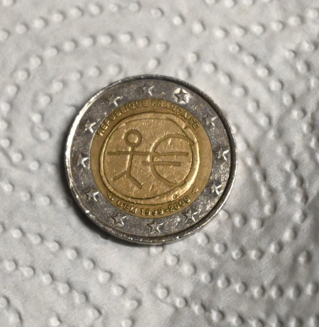 2 Euro Münze Strichmännchen Frankreich Wert 2 EURO MÜNZE Gedenkmünze Strichmännchen UEM 1999-2009 -FRA- Selten