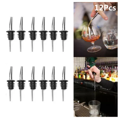 12 Liquor Spirit Pourer Flow Wine Bottle Free Pour Spout Stopper Stainless Steel