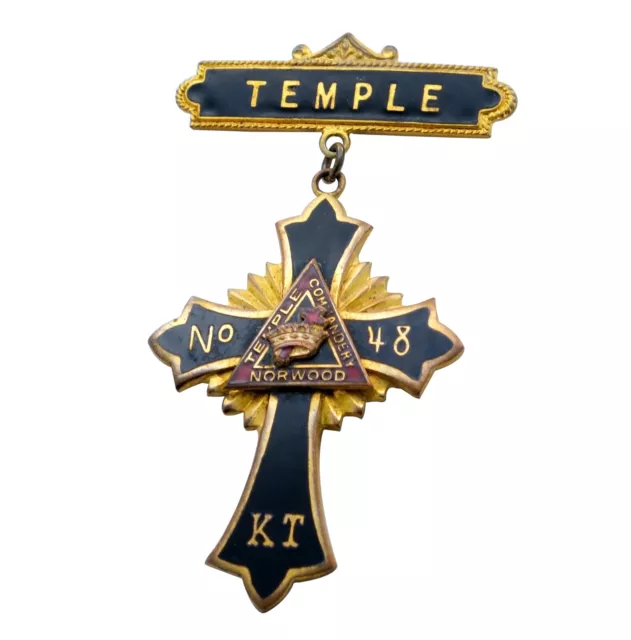 Vintage Masonic Knights Templar Cross Norwich, MA Medal Badge
