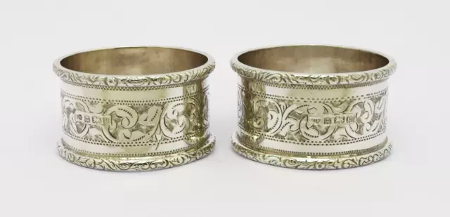 Superb Pair Of Edwardian Solid Silver Napkin Rings Hm 1902 - Lovely Condition!
