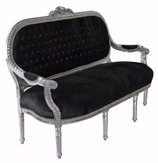 Canapé Baroque XXL Rokoko Banc Sofabank Noir de Salon Antique Meuble