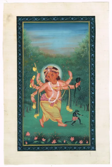 Lord Ganesha Peinture Main Indien Religieux Art Sur Soie Vêtements For Mur Décor