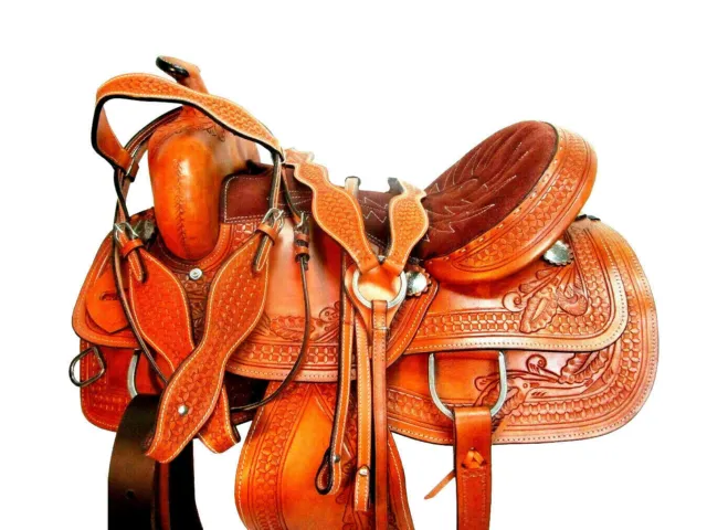 Western-Pferdesattel American Leather Treeless Trail Pleasure Seller USA 15 Zoll
