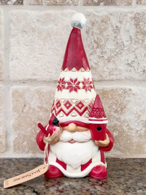 Jim Shore Heartwood Creek Nordic Noel Gnome With Cardinal & Birdhouse 6010836