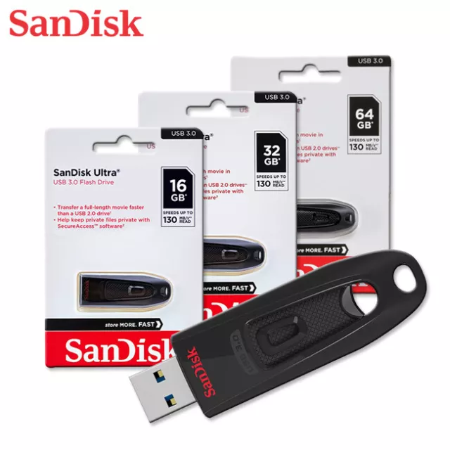 SanDisk Ultra 16GB 32GB 64GB USB 3.0 Flash Pen Thumb Drive R/100MBs SDCZ48