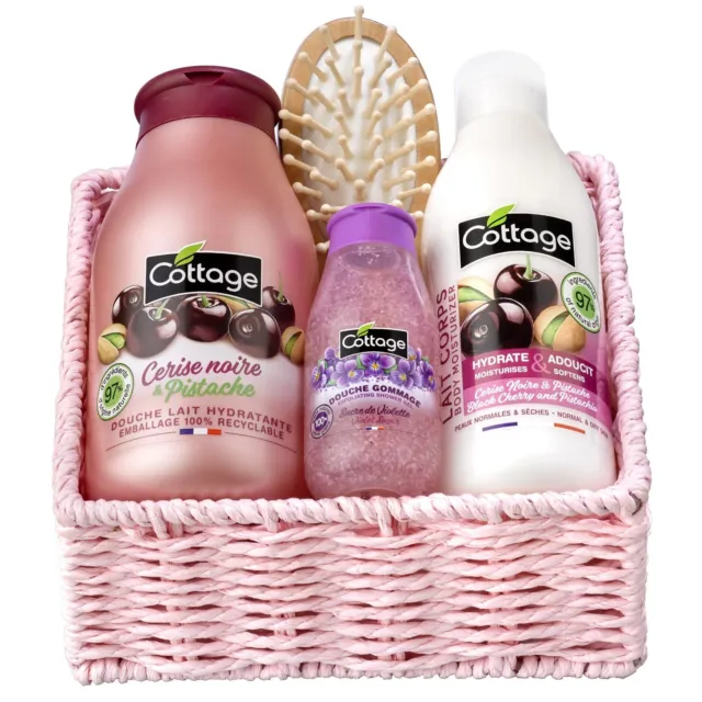 Cottage Coffret Cadeau Cerise noire et Pistache - 1 Gel douche + 1 Douche Gom...