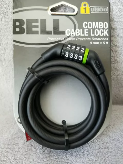 BELL Bicycle Combination Cable Lock 8MMX5FT Protective Cover NEW