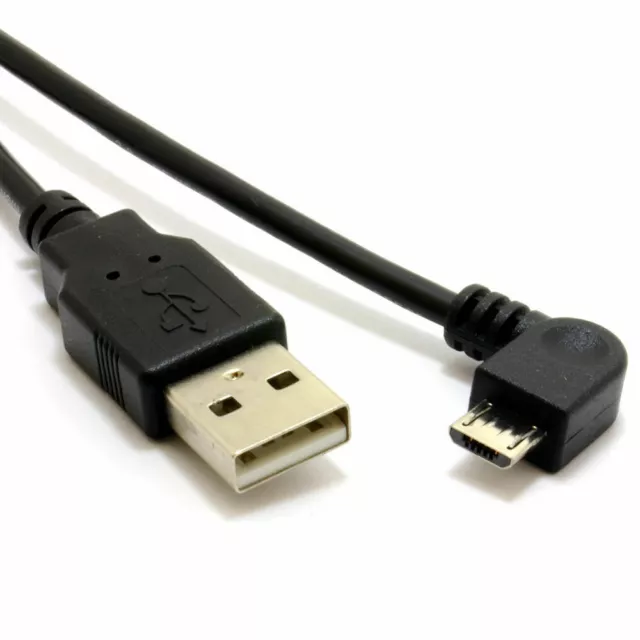 2m USB 2.0 24AWG A To RIGHT ANGLE MICRO B Data & Charging Cable Lead