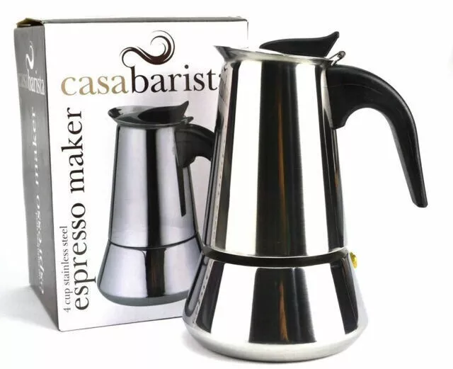 Casa Barista 4cup Roma Stainless Steel Stovetop Espresso Maker