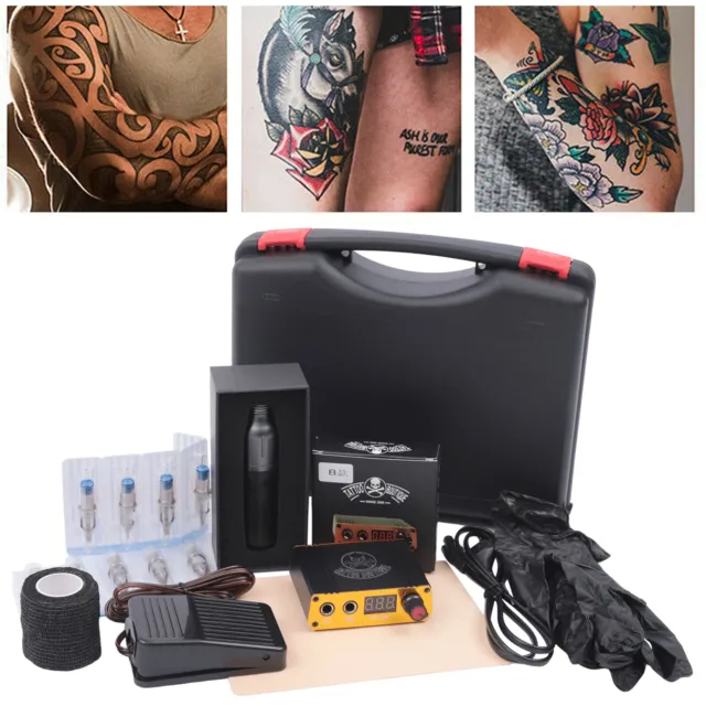 Tinte 20Stk Nadeln Tattoo-Komplett-Set Tattoo Maschine Rotary Tattoo Pen Kit