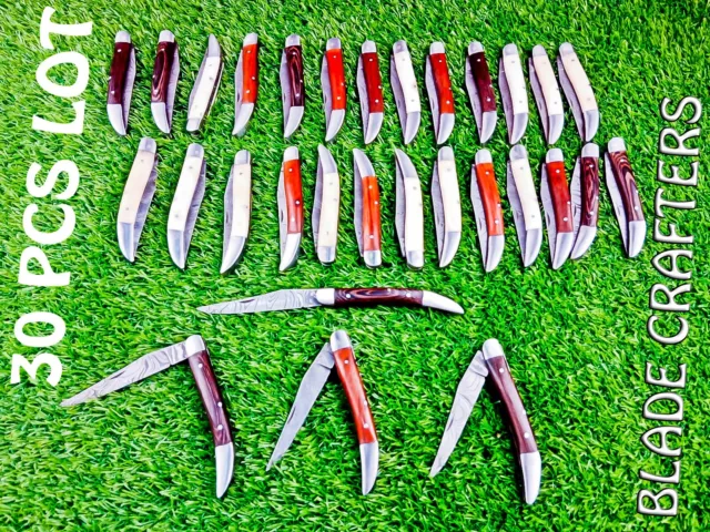 30 Pcs Lot!! Forged Handmade Damascus Blade Pocket Folding Knife, Pocket Knives,