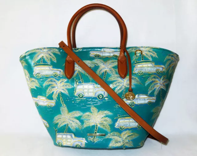 BRAHMIN Dramatic COPA CABANA DREAM Aqua, Gold, Blue MIRA XL MARKET TOTE NWT