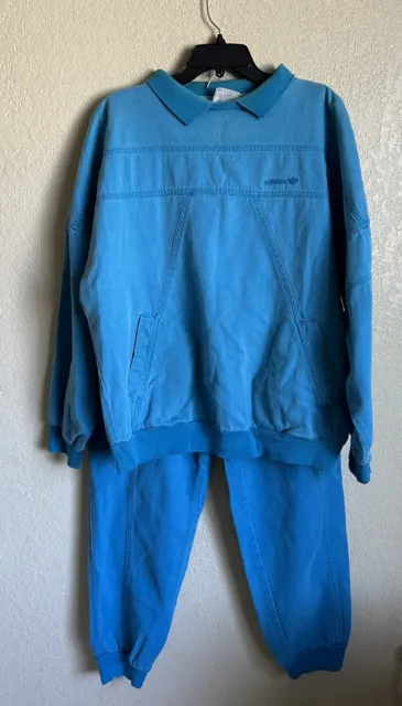 Vintage Adidas Pants And Crewneck Set Light Blue
