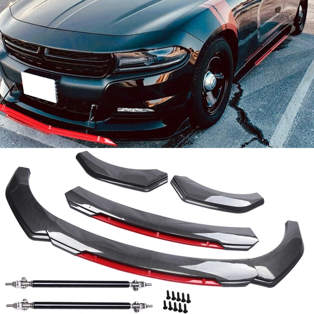 FRONT BUMPER LIP Spoiler Splitter Strut Rods Carbon Fiber For Dodge