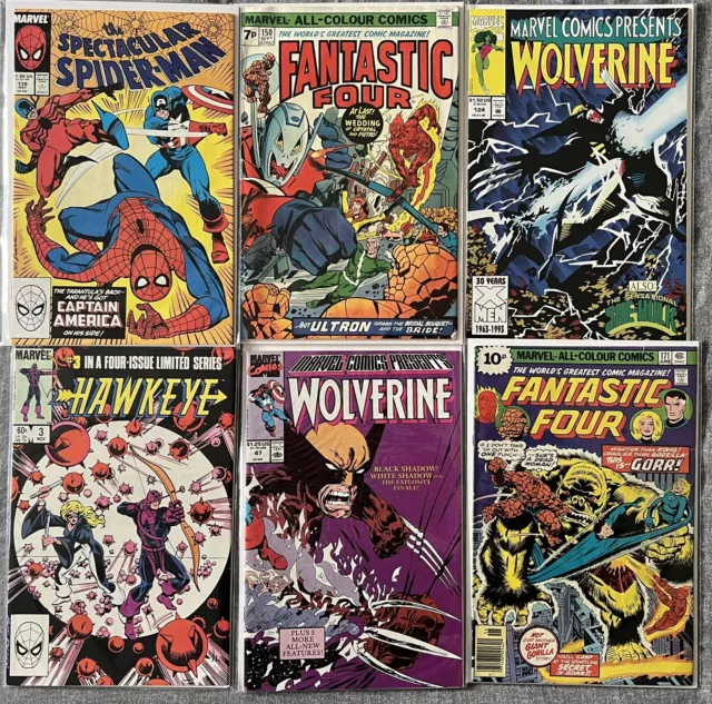Marvel Vintage Comics Bundle - Fantastic Four, Wolverine, Hawkeye & Spiderman