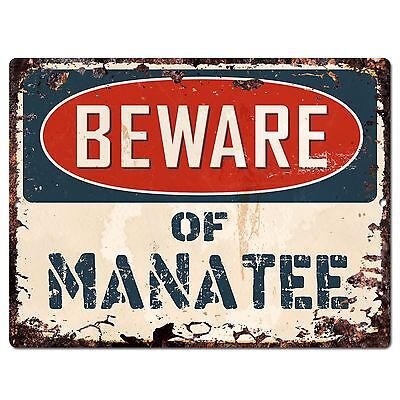 PP1834 Beware of MANATEE Plate Rustic Chic Sign Home Store Wall Decor Gift