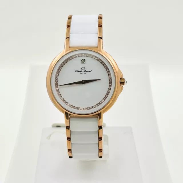 Caude Pascal, Women's Watch, Wrist Watch, Ladies, Stahl-Keramik, White / Rosé