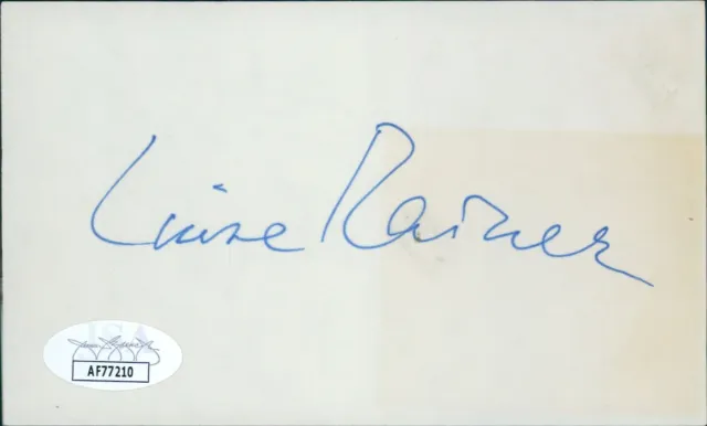 Luise Rainer Actress Signed 3x5 Index Card JSA Authenticated
