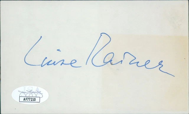 Luise Rainer Actress Signed 3x5 Index Card JSA Authenticated