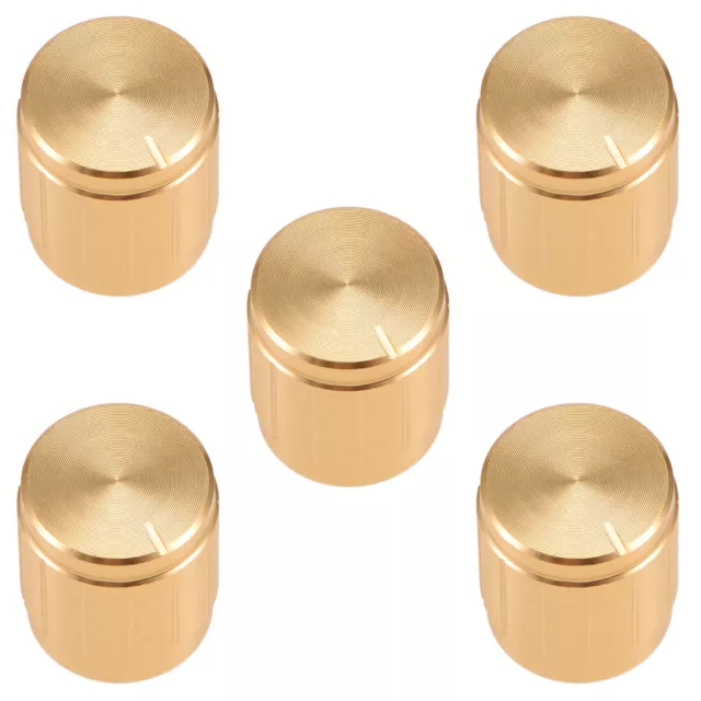 5Pcs Aluminium Alloy Potentiometer Volume Control Rotary Knob Gold Tone