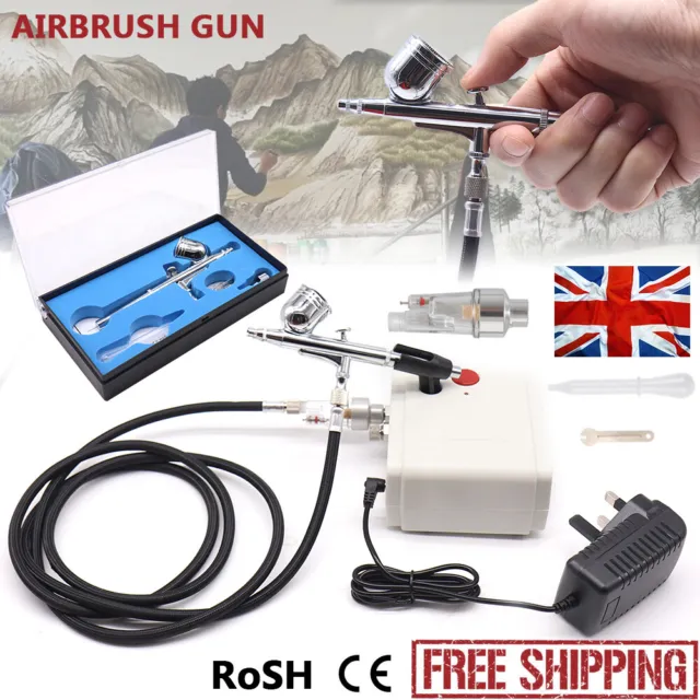 Dual Action Airbrush Compressor Kit Spray Gun Model Paint Tattoo Nail Home DIY*