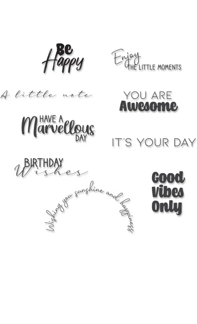 Sizzix Clear Stamps 9PK Everyday Sentiments #2 by Lisa Jones, 665199, Multicolor