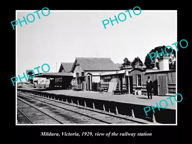 OLD LARGE HISTORIC PHOTO OF MILDURA VICTORIA VIEW OF THE RAILWAY STATION c1925