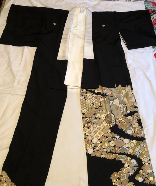 Vintage Hand-stitched BlackSilk Kimono