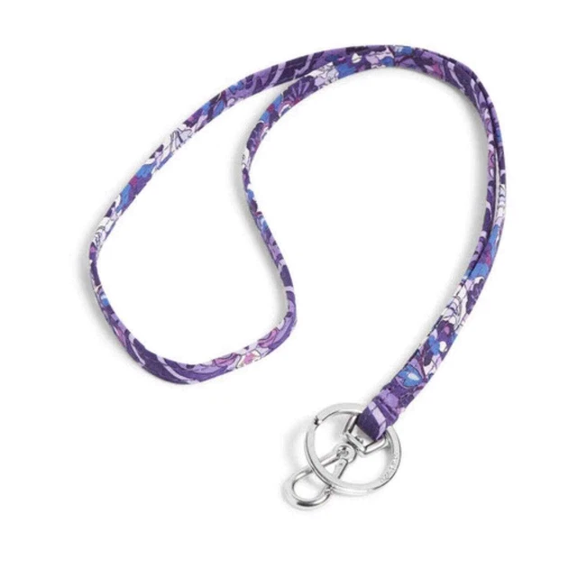 Vera Bradley Breakaway Lanyard Regal Rosette Purple Cotton Paisley Keyring Key