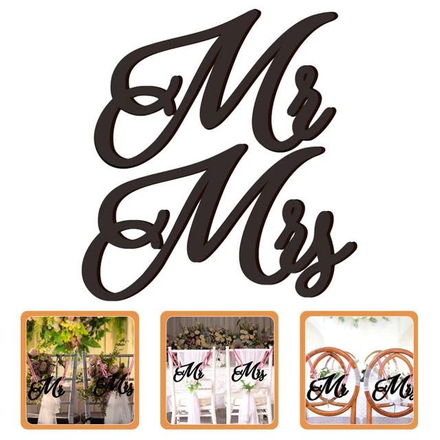 URROMA Segni per sedia da sposa per sposa e sposo, 2 pezzi Mr and Mrs decorazioni per sedie da sposa rustiche in legno da appendere, decorazione per foto di matrimonio