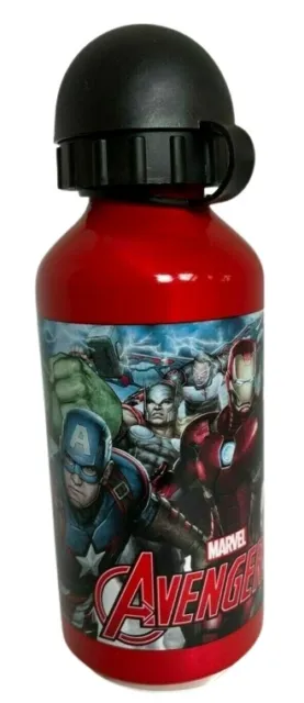 Marvel Avengers borraccia bottiglia in alluminio 400 ml rossa nuova