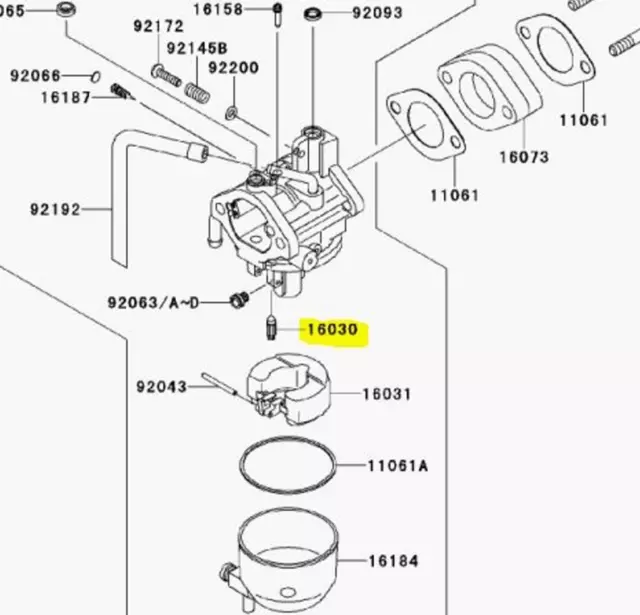 Kawasaki OEM Replacement Float Valve Mule 600/610 16030-7004