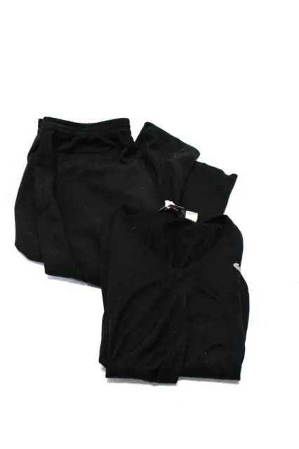 Lacoste Womens Silk Long Sleeve Thin Knit V-Neck Black Top Size 42 Lot 2