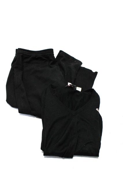Lacoste Womens Silk Long Sleeve Thin Knit V-Neck Black Top Size 42 Lot 2 Lacoste Womens Silk Long Sleeve Thin Knit V-Neck Black Top Size 42 Lot 2