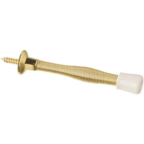 25 Pk Die Cast Brass Finish 3" Long Self-Screw Spring Door Stop 2/Pk N126607