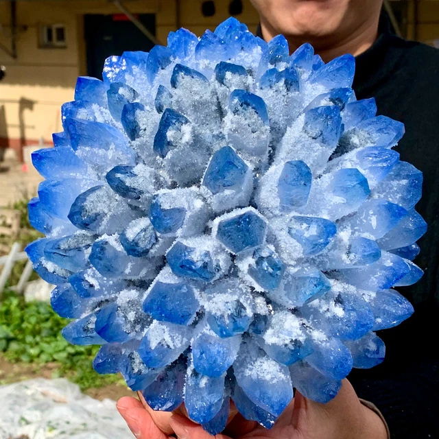 10.81LB New Find BLUE Phantom Quartz Crystal Cluster Mineral Specimen Healing