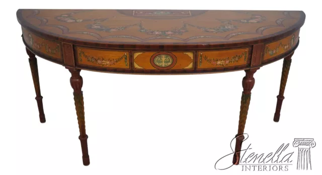 F63856EC: Stunning Adams Style Large Paint Decorated Console Table