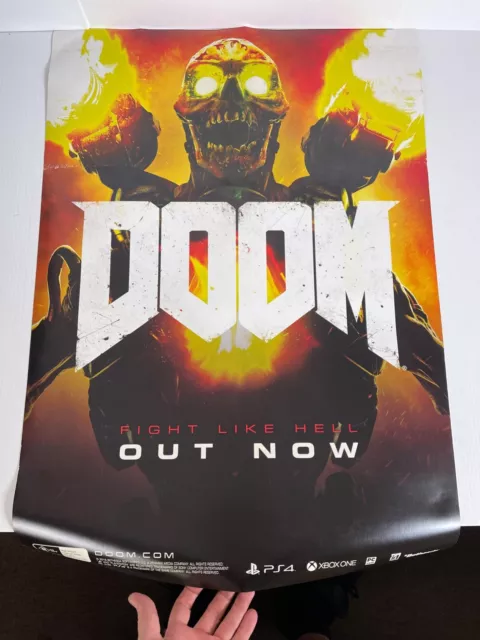 Doom PS4 Xbox One Promo Poster 2016  - RARE - Double Sided