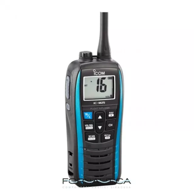 Vhf Icom Ic-M25 - Vhf Portatile Nautico - Galleggiante Luminoso - 5W - Blu