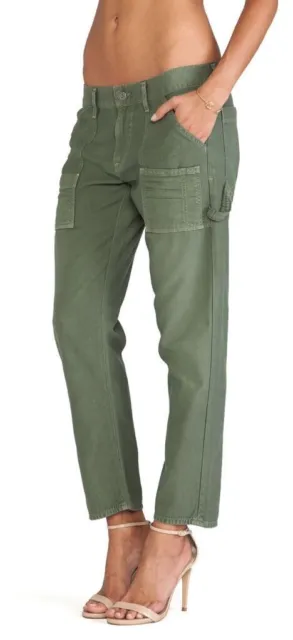 Citizens of Humanity Leah Cotton Low Rise Straight Leg Cargo Pants Green 28 X 26 2