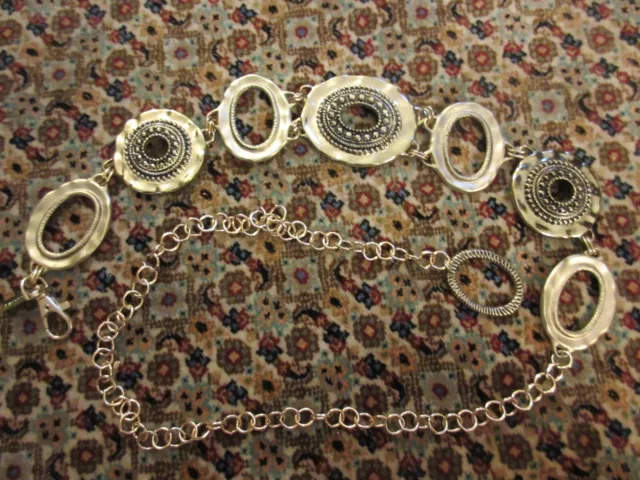 Chico's  Adjustable Medallions Filigree Concho Gold Tone Hip Chain Belt 43"