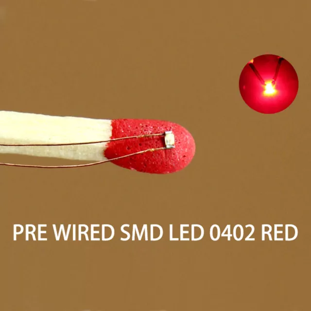 C0402R 20pcs Pre-wired micro 0.1mm Copper Wire RED SMD LED 0402 Light Resistors