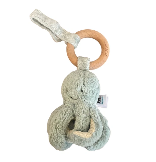 JELLYCAT OCTOPUS PLUSH Stuffed Animal Sea Creature Rattle Toy Ring