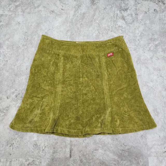 Vintage Rare Miss Sixty Small Olive Green Velvet Micro Mini skirt y2k