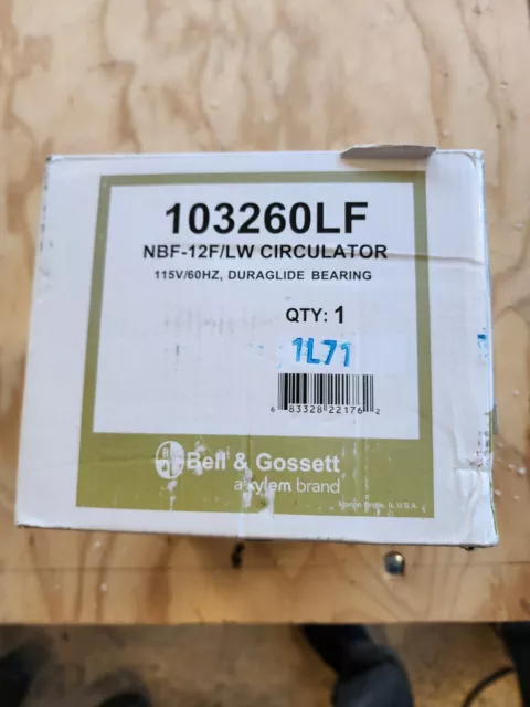 103260LF    Bell & Gossett    115VAC Circulation Pump 1/40-HP   (New in Box)