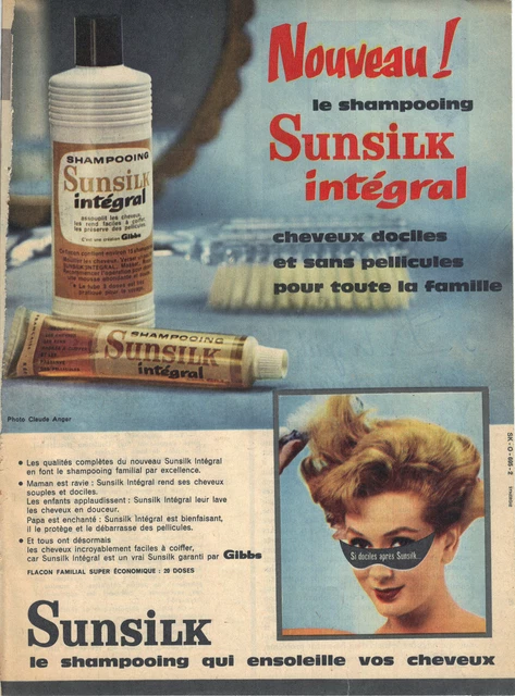 PUBLICITE ADVERTISING   1959    SUNSILK   shampoing intégral